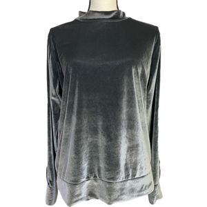 EUC Xersion Gray/Silver Velour Mock Turtleneck